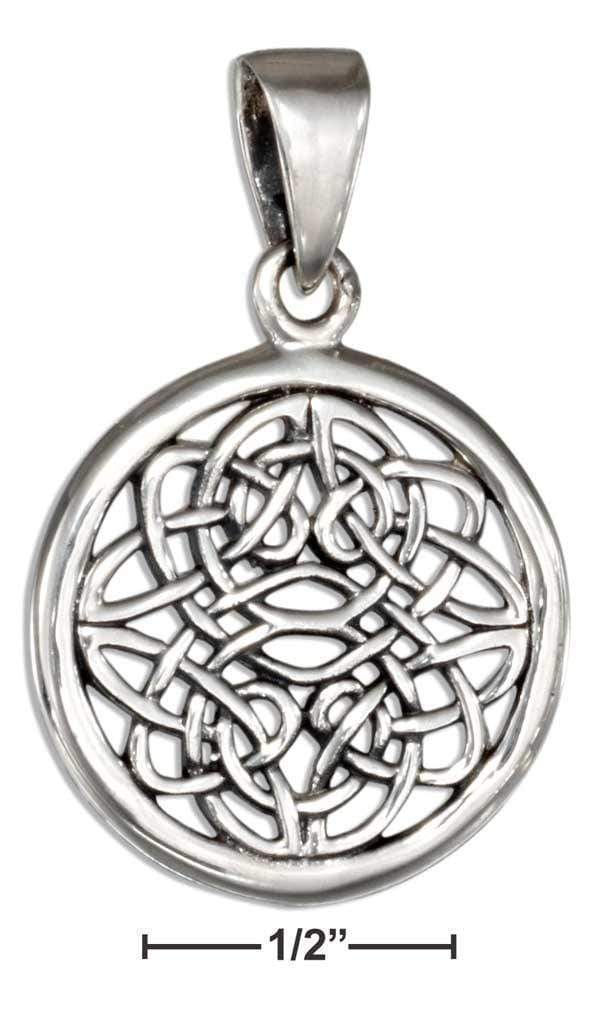 Silver Charms & Pendants Sterling Silver Round Celtic Knotwork Pendant JadeMoghul Inc.