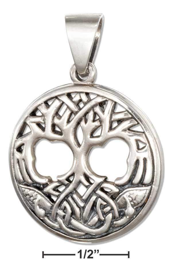 Silver Charms & Pendants Sterling Silver Round Celtic Tree Of Life Pendant JadeMoghul Inc.