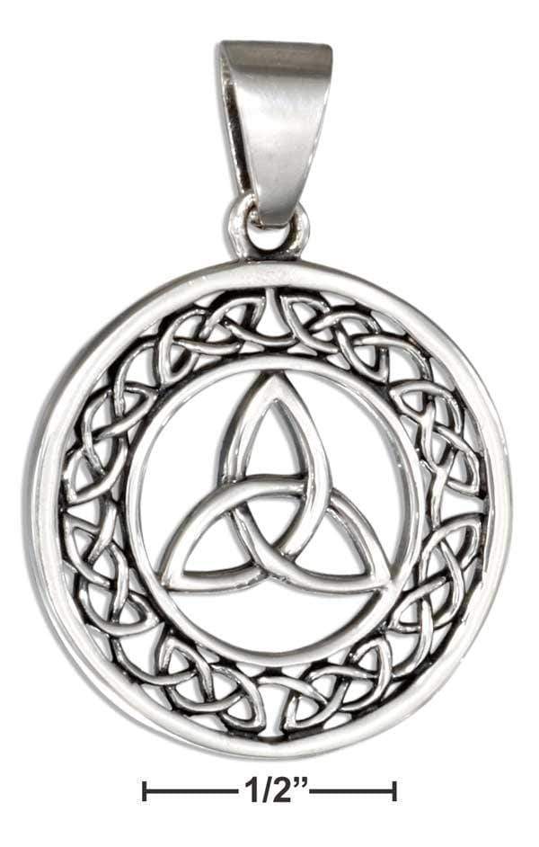 Silver Charms & Pendants Sterling Silver Round Celtic Trinity Knot Pendant JadeMoghul Inc.