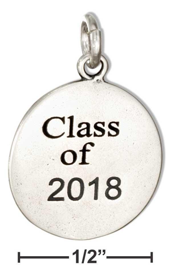 Silver Charms & Pendants Sterling Silver Round "class Of 2018" Charm JadeMoghul