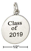 Silver Charms & Pendants Sterling Silver Round "class Of 2019" Charm JadeMoghul