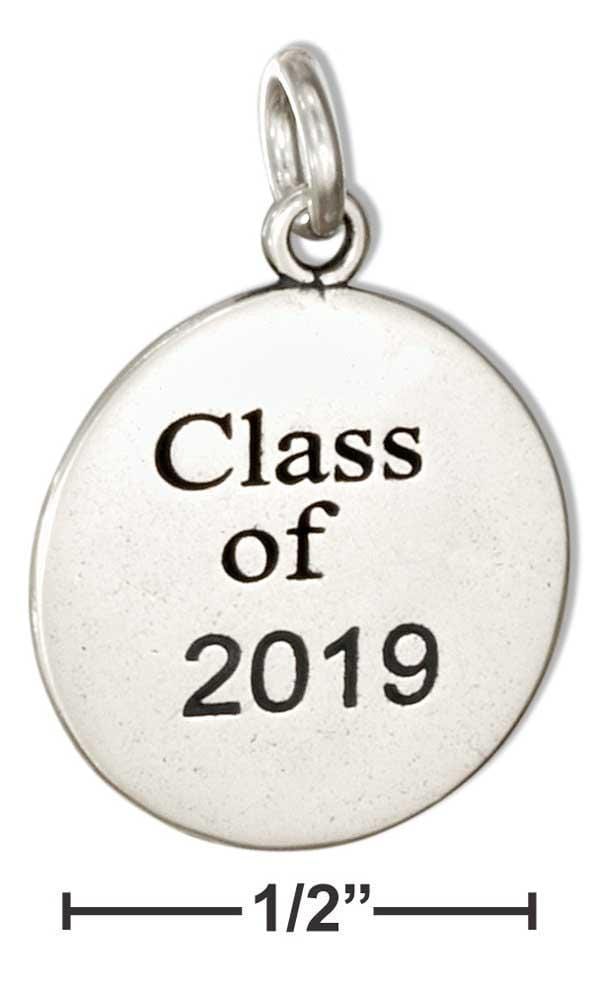 Silver Charms & Pendants Sterling Silver Round "class Of 2019" Charm JadeMoghul