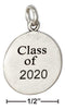 Silver Charms & Pendants Sterling Silver Round "class Of 2020" Charm JadeMoghul