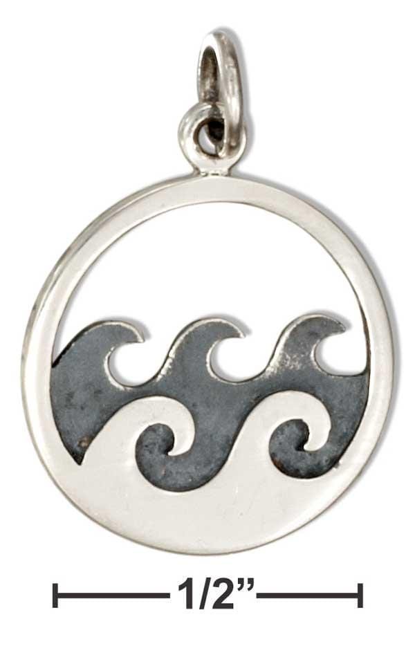 Silver Charms & Pendants Sterling Silver Round Cut Out Layered Waves Charm JadeMoghul