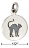 Silver Charms & Pendants Sterling Silver Round Disk With Scared Black Cat Charm JadeMoghul