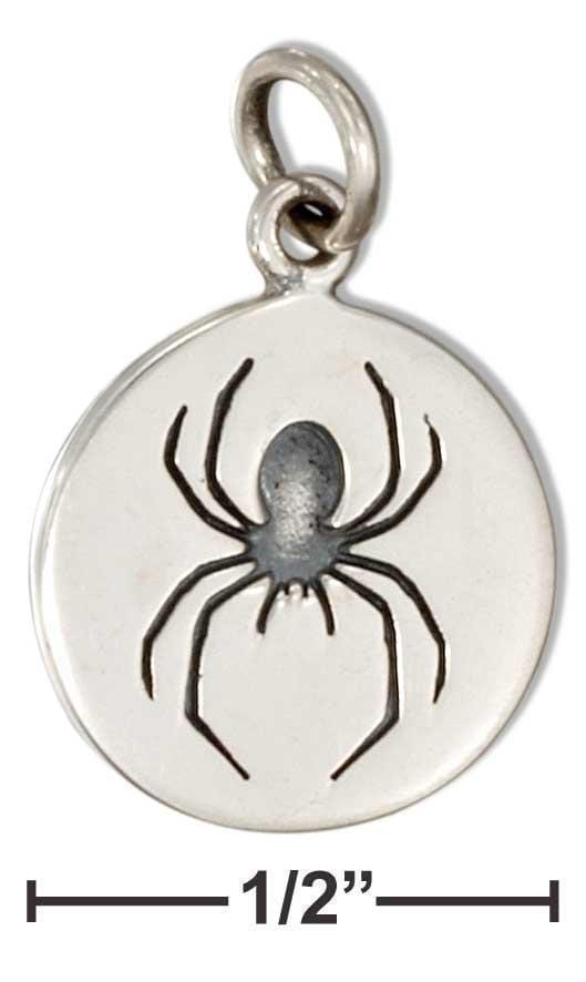 Silver Charms & Pendants Sterling Silver Round Disk With Spider Charm JadeMoghul Inc.