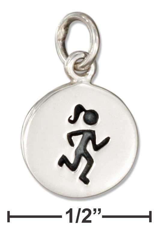 Silver Charms & Pendants Sterling Silver Round Girl Runner Charm JadeMoghul Inc.