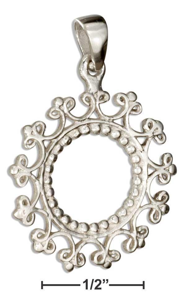 Silver Charms & Pendants Sterling Silver Round Open Mandala Style Pendant JadeMoghul Inc.