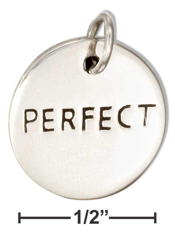 Silver Charms & Pendants Sterling Silver Round "perfect" Message Charm JadeMoghul