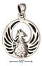 Silver Charms & Pendants Sterling Silver Round Phoenix Pendant With Simulated Black Onyx Inlay JadeMoghul Inc.