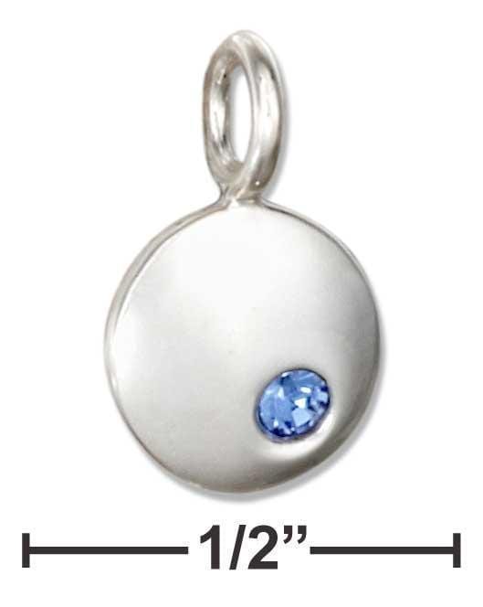 Silver Charms & Pendants Sterling Silver Round September Birthstone Deep Blue Crystal Charm JadeMoghul