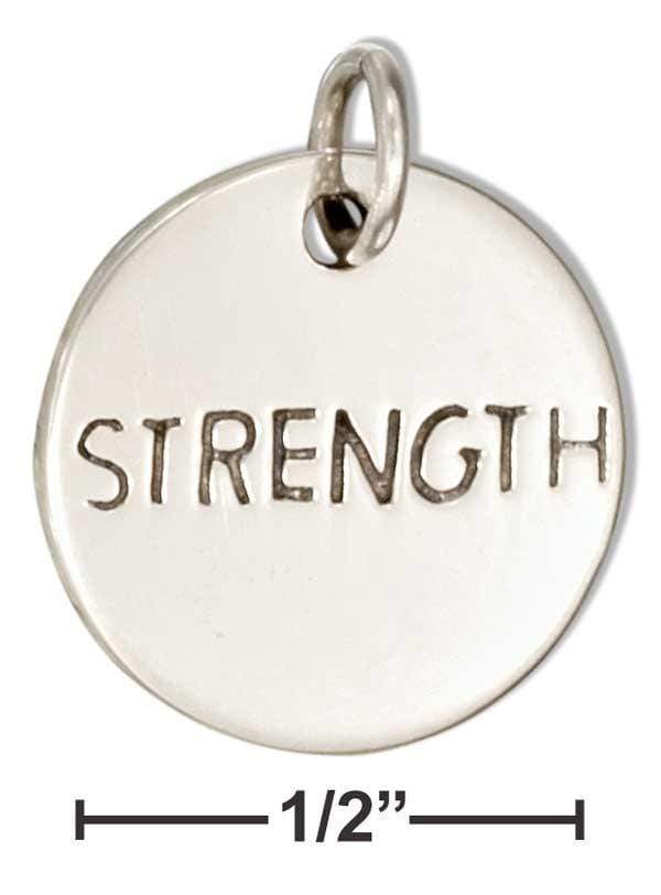 Silver Charms & Pendants Sterling Silver Round "Strength" Message Charm JadeMoghul Inc.