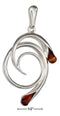 Silver Charms & Pendants Sterling Silver Round Swirl Pendant With Amber Teardrop Ends JadeMoghul Inc.