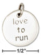 Silver Charms & Pendants Sterling Silver Round Two Sided "Love To Run" Charm JadeMoghul Inc.