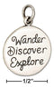 Silver Charms & Pendants Sterling Silver Round "Wander Discover Explore" Message Charm JadeMoghul Inc.