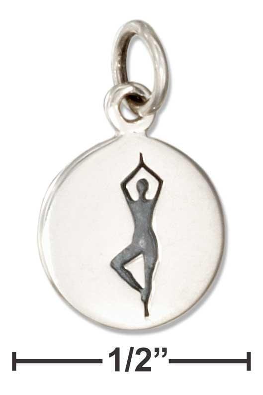 Silver Charms & Pendants Sterling Silver Round Yoga Tree Pose Charm JadeMoghul Inc.