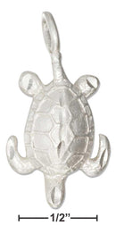 Silver Charms & Pendants Sterling Silver Satin Diamond Cut Sea Turtle Pendant JadeMoghul