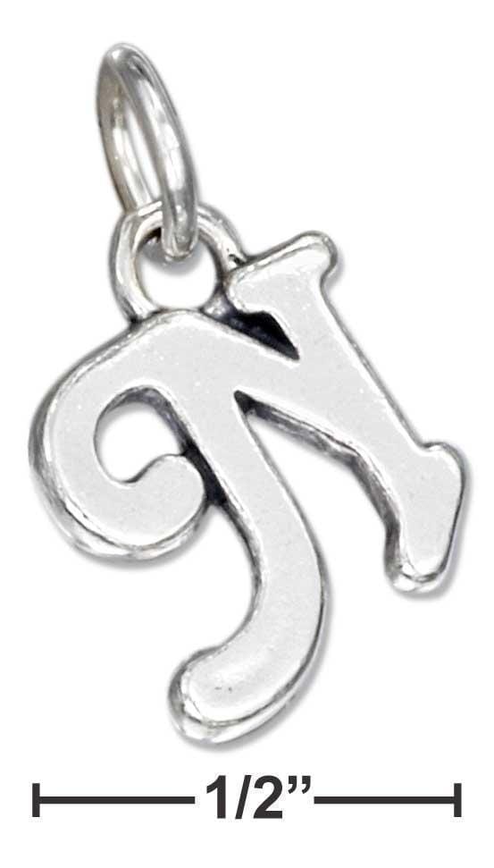 Silver Charms & Pendants Sterling Silver Scrolled Letter "N" Charm JadeMoghul Inc.