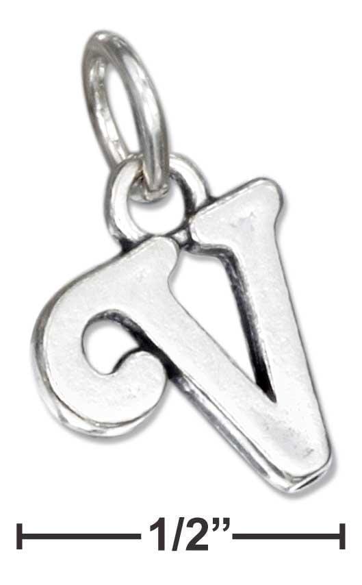 Silver Charms & Pendants Sterling Silver Scrolled Letter "V" Charm JadeMoghul Inc.