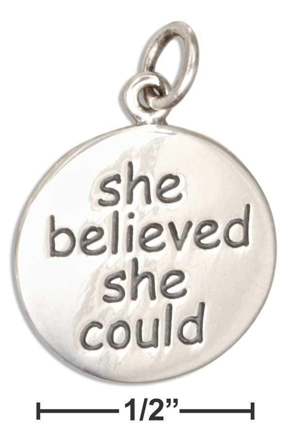 Silver Charms & Pendants Sterling Silver "she Believed That She Could..so She Did" Inspirational Round Charm JadeMoghul