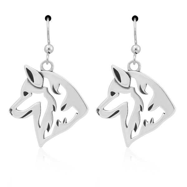 Silver Charms & Pendants Sterling Silver Siberian Husky Head Earrings On French Wires JadeMoghul