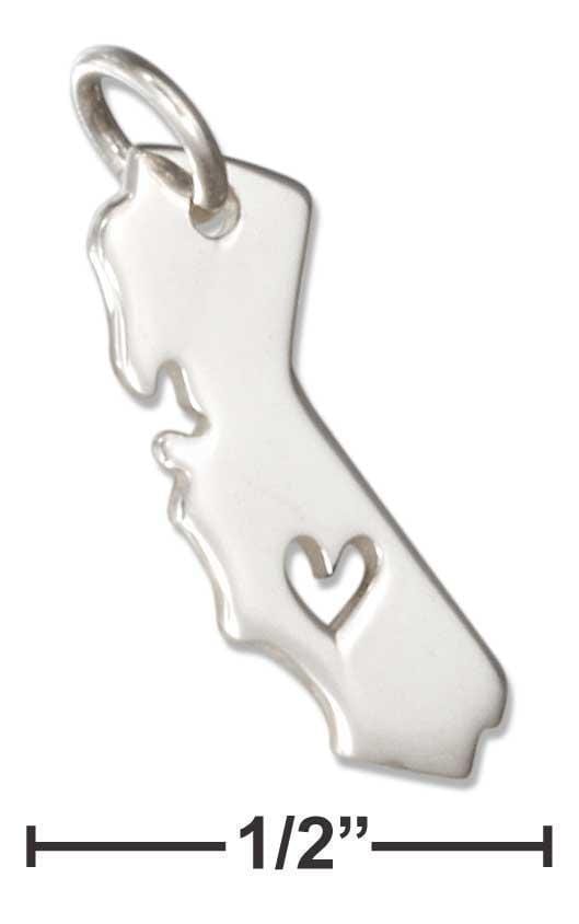 Silver Charms & Pendants Sterling Silver Silhouette California State Charm With Heart Cut Out JadeMoghul Inc.