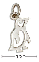 Silver Charms & Pendants Sterling Silver Silhouette Penguin Charm JadeMoghul