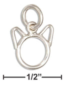 Silver Charms & Pendants Sterling Silver Silhouette Tiny Cat Head With Ears Charm JadeMoghul