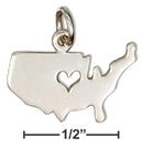 Silver Charms & Pendants Sterling Silver Silhouette Usa Charm With Cut-out Heart JadeMoghul