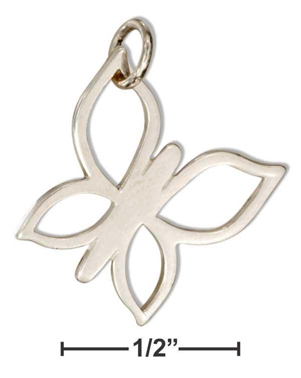 Silver Charms & Pendants Sterling Silver Simple Outline Butterfly Charm JadeMoghul