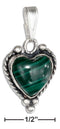 Silver Charms & Pendants Sterling Silver Simulated Malachite Heart Pendant With Roped Border JadeMoghul Inc.