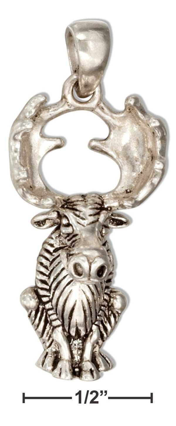 Silver Charms & Pendants Sterling Silver Sitting Bull Moose Pendant JadeMoghul Inc.