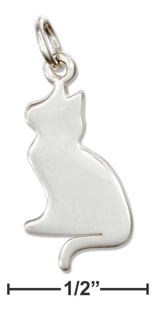 Silver Charms & Pendants Sterling Silver Sitting Cat Silhouette Charm JadeMoghul