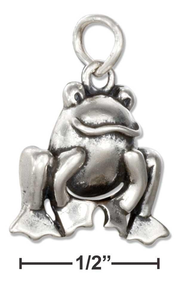 Silver Charms & Pendants Sterling Silver Sitting Frog Charm JadeMoghul Inc.