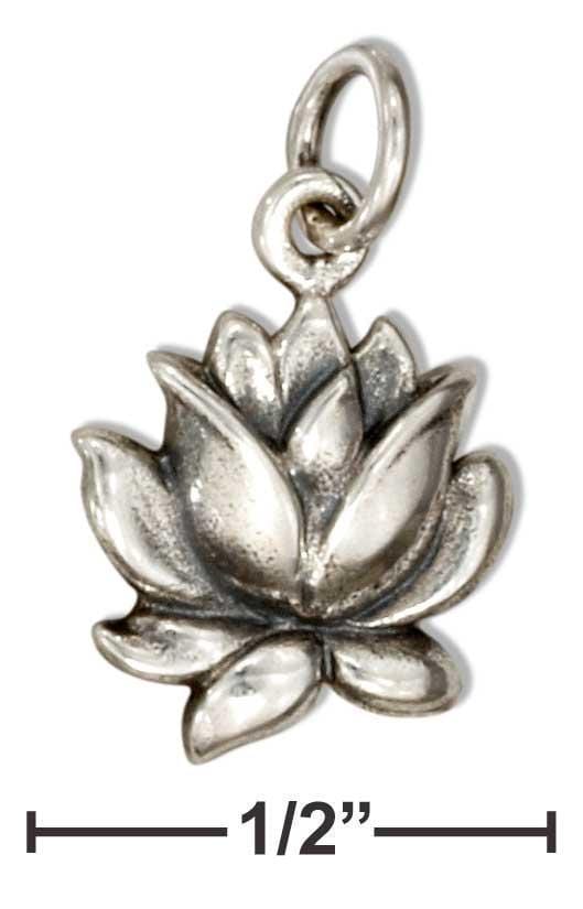 Silver Charms & Pendants Sterling Silver Small Blooming Lotus Blossom Charm JadeMoghul