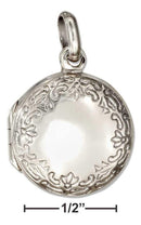 Silver Charms & Pendants Sterling Silver Small Etched Border Round Locket JadeMoghul