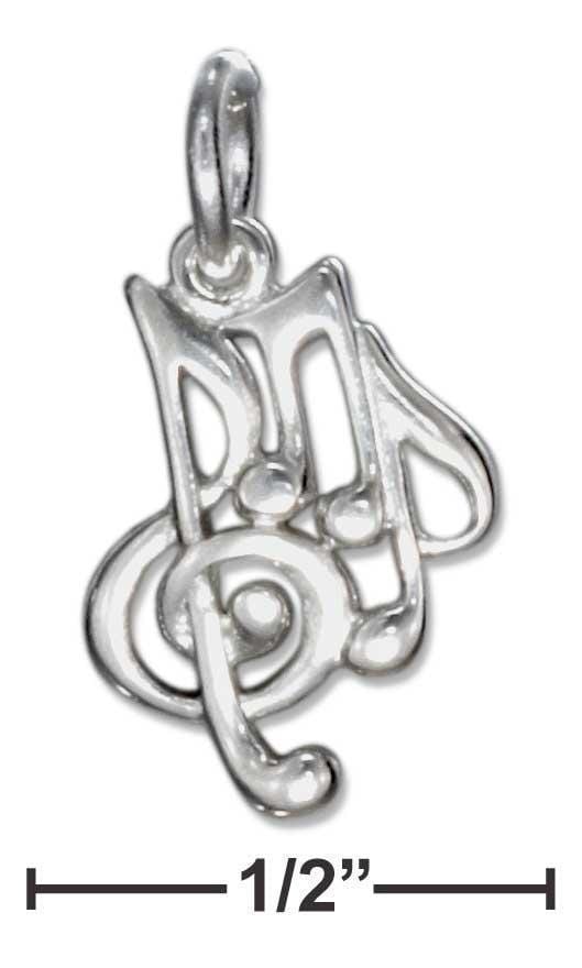 Silver Charms & Pendants Sterling Silver Small G-Clef And Music Notes Charm JadeMoghul Inc.