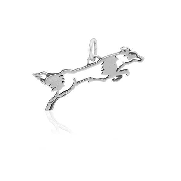 Silver Charms & Pendants Sterling Silver Soaring Border Collie Pendant, Body JadeMoghul