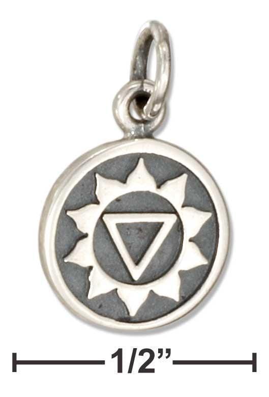 Silver Charms & Pendants Sterling Silver Solar Plexus Chakra 3rd Chakra Charm With Manipura In Sanskrit JadeMoghul