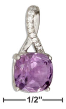 Silver Charms & Pendants Sterling Silver Square Amethyst Pendant With Pave Set White Topaz Twist Bail JadeMoghul Inc.