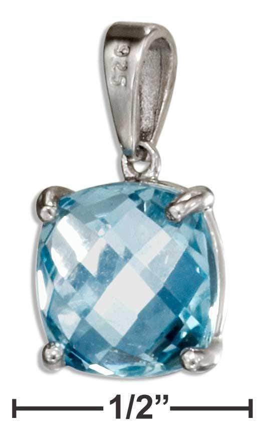 Silver Charms & Pendants Sterling Silver Square Blue Topaz Pendant JadeMoghul