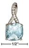 Silver Charms & Pendants Sterling Silver Square Blue Topaz Pendant With Pave Set White Topaz Twist Bail JadeMoghul Inc.