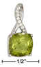 Silver Charms & Pendants Sterling Silver Square Peridot Pendant With Pave Set White Topaz Twist Bail JadeMoghul Inc.