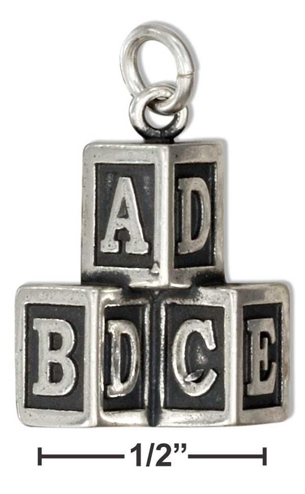 Silver Charms & Pendants Sterling Silver Stacked Toy Alphabet Baby Blocks Charm JadeMoghul Inc.