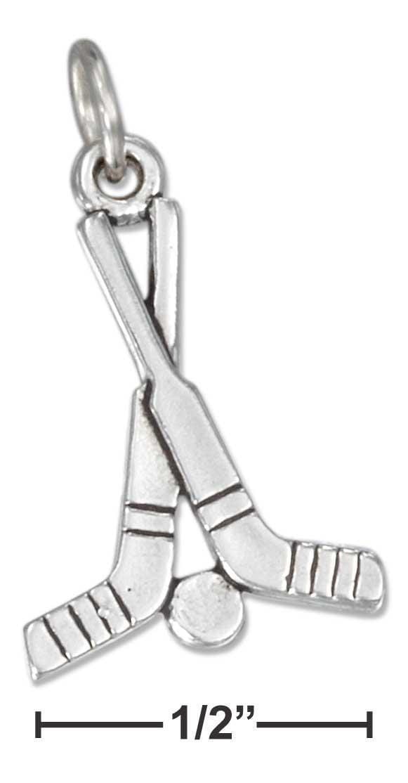 Silver Charms & Pendants Sterling Silver Sticks And Puck Hockey Charm JadeMoghul Inc.