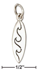 Silver Charms & Pendants Sterling Silver Surfboard Charm With Wave Design JadeMoghul Inc.