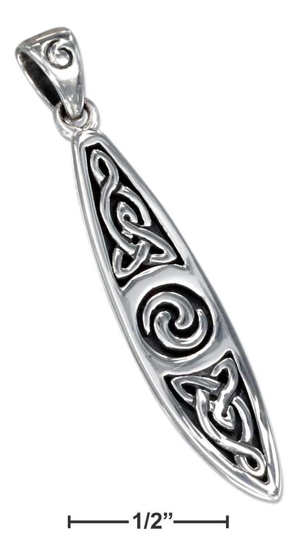 Silver Charms & Pendants Sterling Silver Surfboard Pendant With Celtic Knots JadeMoghul Inc.