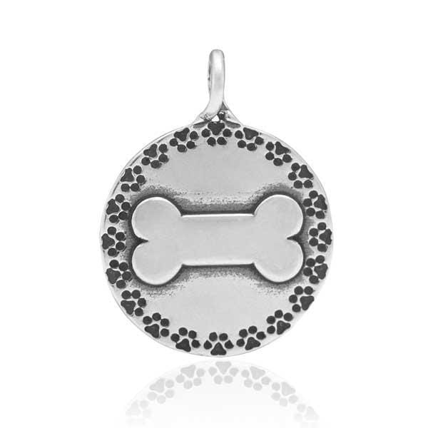 Silver Charms & Pendants Sterling Silver Surrounded By Friends Dog Bone Pendant With Paw Prints JadeMoghul