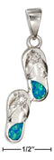 Silver Charms & Pendants Sterling Silver Synthetic Blue Opal Flip Flops Pendant With Cubic Zirconia Accent JadeMoghul Inc.