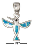 Silver Charms & Pendants Sterling Silver Synthetic Blue Opal Hummingbird Pendant JadeMoghul